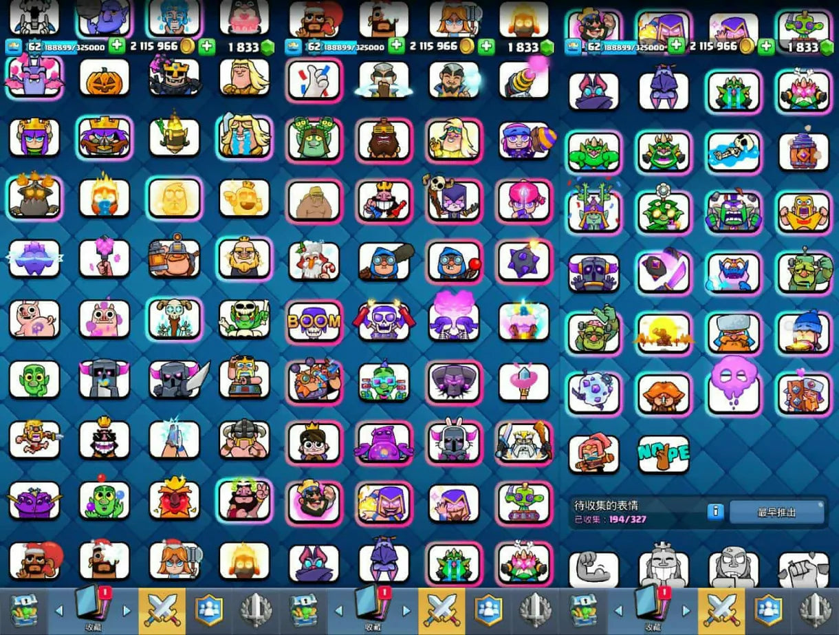116 Max Cards ⚡ 28 Evos ⚡33 Elites ⚡2115 K Gold ⚡ Kt-15 ⚡ Arena -23⚡ Lots Of Tower ⚡ Rare Emotes ⚡ Level -62 ⚡ Safe Guarantee ⚡ Instant Delivery
