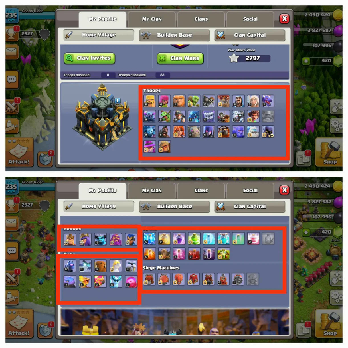 8 Rare Epic ★ Max Heros:- [100-100-76-75-50 ] ★ TH 17 Max Out ★ Safe Guarantee ★ Pixel Scenery ★ 235 Xp