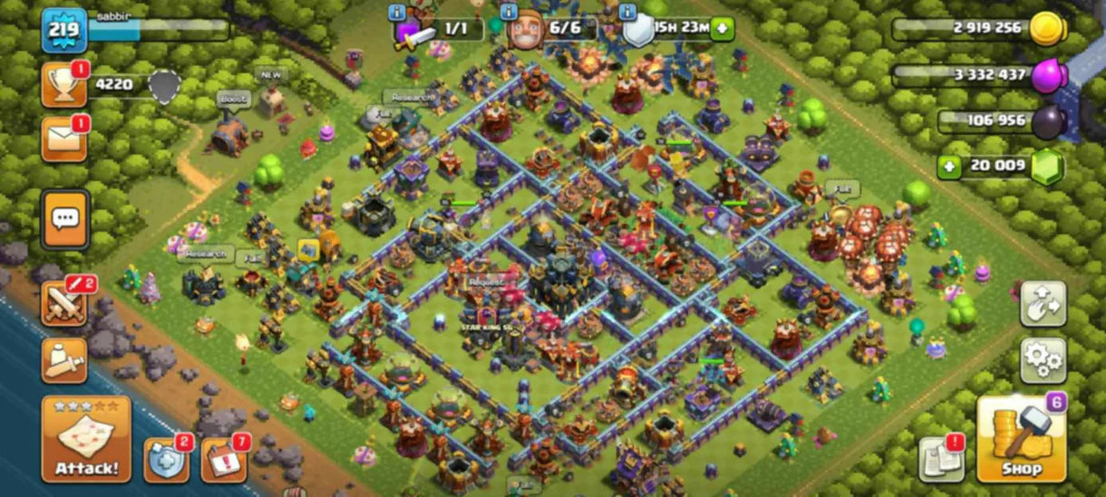 20k [ 20000] Gems ★ Th 17 Both Base Max★ 17 Max Equipment ★ Heros:-92-95-72-70-47 ★ Name Change Free ★ 219 Xp