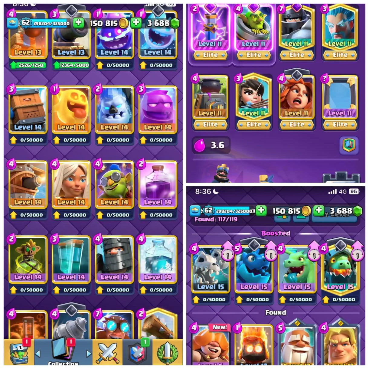 ULTIMATE COMBO ? [KT-15] ? 8700 TROPHIES ? 107 MAXED & 31 ELITE ♨️ [GOBLIN KISSING EMOTE INCLUDED] ? STACKED WITH BANNERS AND RARE EMOTES ⚜️ INSTANT DELIVERY ?