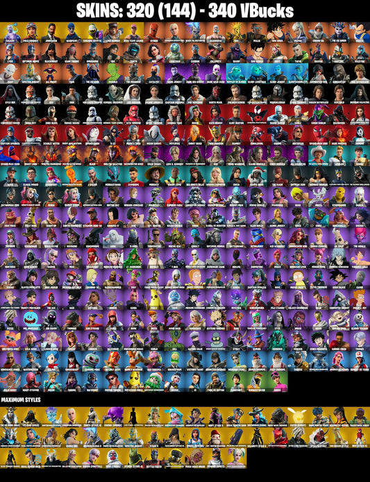 (PC/PSN/XBOX) 340 VB) 320 SKINS / GALAXY / POLO PRODIGY / JOHN WICK / SUBZERO CRYPTIC / LINA SCORCH / CRYPTIC SLING-KIT / GALACTIC DISC /
