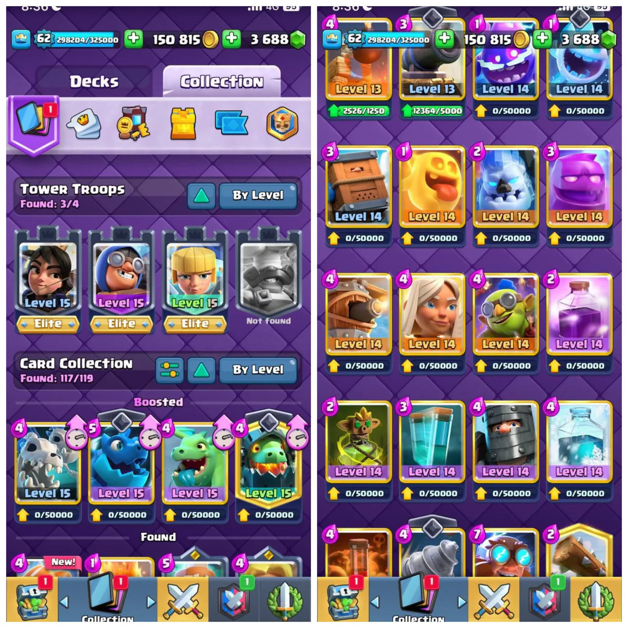 ULTIMATE COMBO ? [KT-15] ? 8700 TROPHIES ? 107 MAXED & 31 ELITE ♨️ [GOBLIN KISSING EMOTE INCLUDED] ? STACKED WITH BANNERS AND RARE EMOTES ⚜️ INSTANT DELIVERY ?