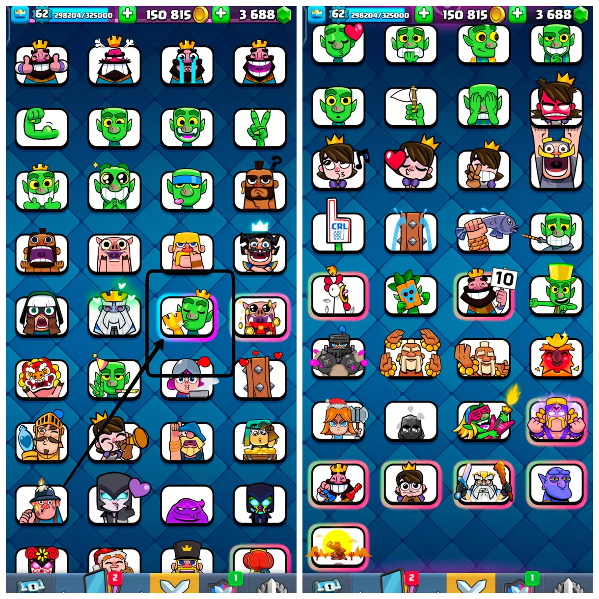 ULTIMATE COMBO ? [KT-15] ? 8700 TROPHIES ? 107 MAXED & 31 ELITE ♨️ [GOBLIN KISSING EMOTE INCLUDED] ? STACKED WITH BANNERS AND RARE EMOTES ⚜️ INSTANT DELIVERY ?