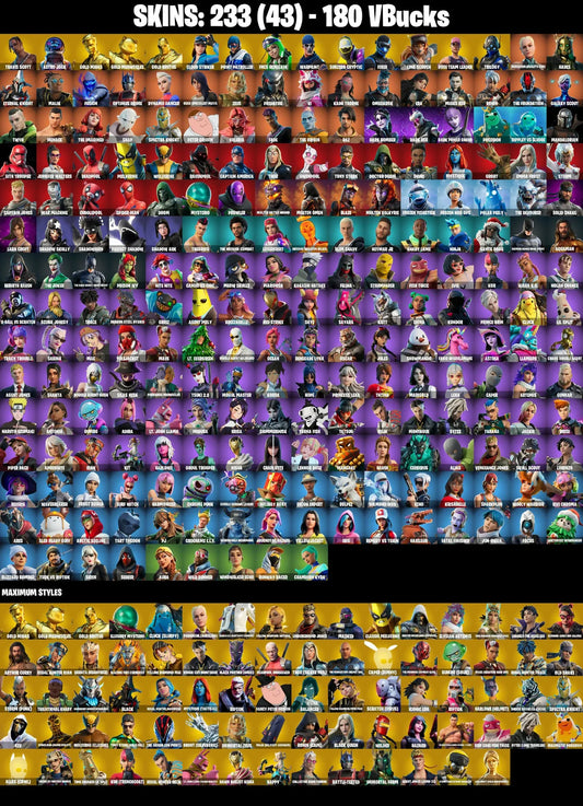 (PC/PSN/XBOX) 180 VB) 233 SKINS / TRAVIS SCOTT / ASTRO JACK / GOLD MIDAS / GOLD MEOWSCLES / GOLD BRUTUS / CLOUD STRIKER / POINT PATROLLER /