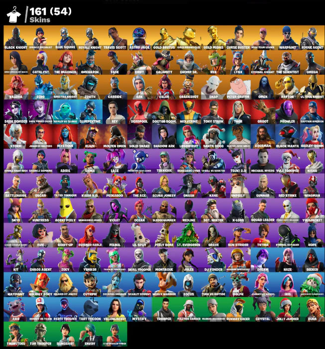 [PC/PSN/XBOX] 161 SKINS + BLACK KNIGHT + TRAVIS SCOTT + SPARKLE SPECIALIST + FLOSS + ROYALE KNIGHT + BLUE SQUIRE + ASTRO JACK + OG STW