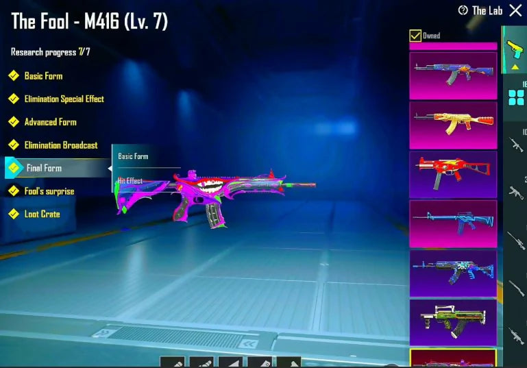 2x Xsuits 84/300 Mythic Fashion 16x Gunlabs 3x Max 5x Kill Msgs M416 x AKM x M762 Combo M416 Fool Max AKM Fossile du désert Lv4 M762 8-Bit Unicorn Lv4 Rare Mythics