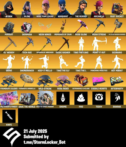 OG FORTNITE ACCOUNT✅STACKED✅173 Skins✅OG STW✅IKONIK✅Glow✅The Reaper✅Rose Team Leader✅Warpaint✅Rose Glow✅