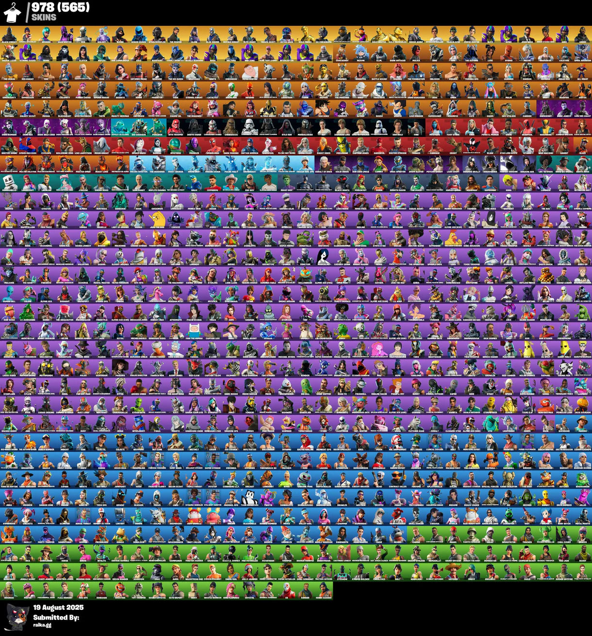 Compte Fortnite OG ☑️ STACKED ☑️ 978 skins ☑️ Chevalier noir ☑️ Merveille ☑️ Vertex sombre ☑️ Éon ☑️ Galaxie ☑️ IKONIK ☑️ Réflexe furtif ☑️ Lueur ☑️ Pied-de-neige cobalt ☑️ Le Faucheur ☑️ Twitch Prime ☑️ Travis Scott (pack complet) ☑️