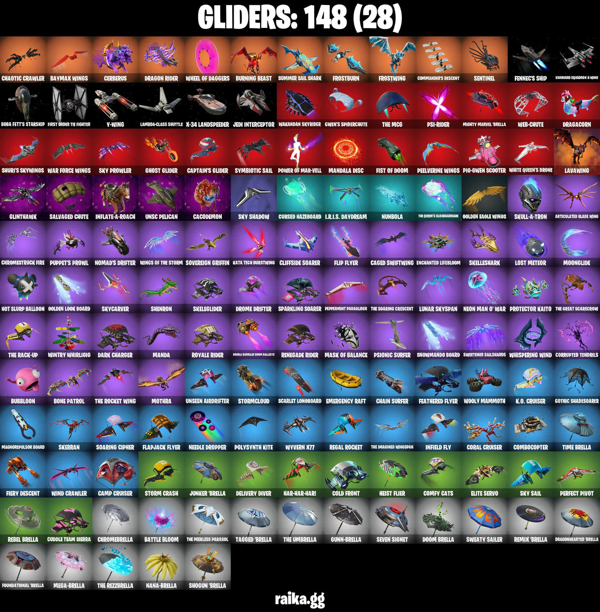 PC/PSN/XBOX | ٢٧٠ جلود | Dark Skully | Rogue Spider Knight | Surf Strider | Master Chief (Matte Black) | Eddie Brock | #B89