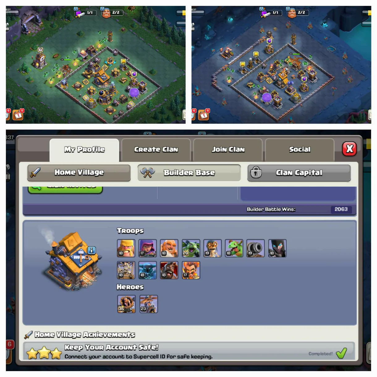 TH 17 200% Max [ 5 Star Th ] // Max Heros:- 100-100-76-75-50 // 3 Epic Max [MM,FB,LP] // Rare 5k War Stars // 11k Legend Trophy // 267 Xp
