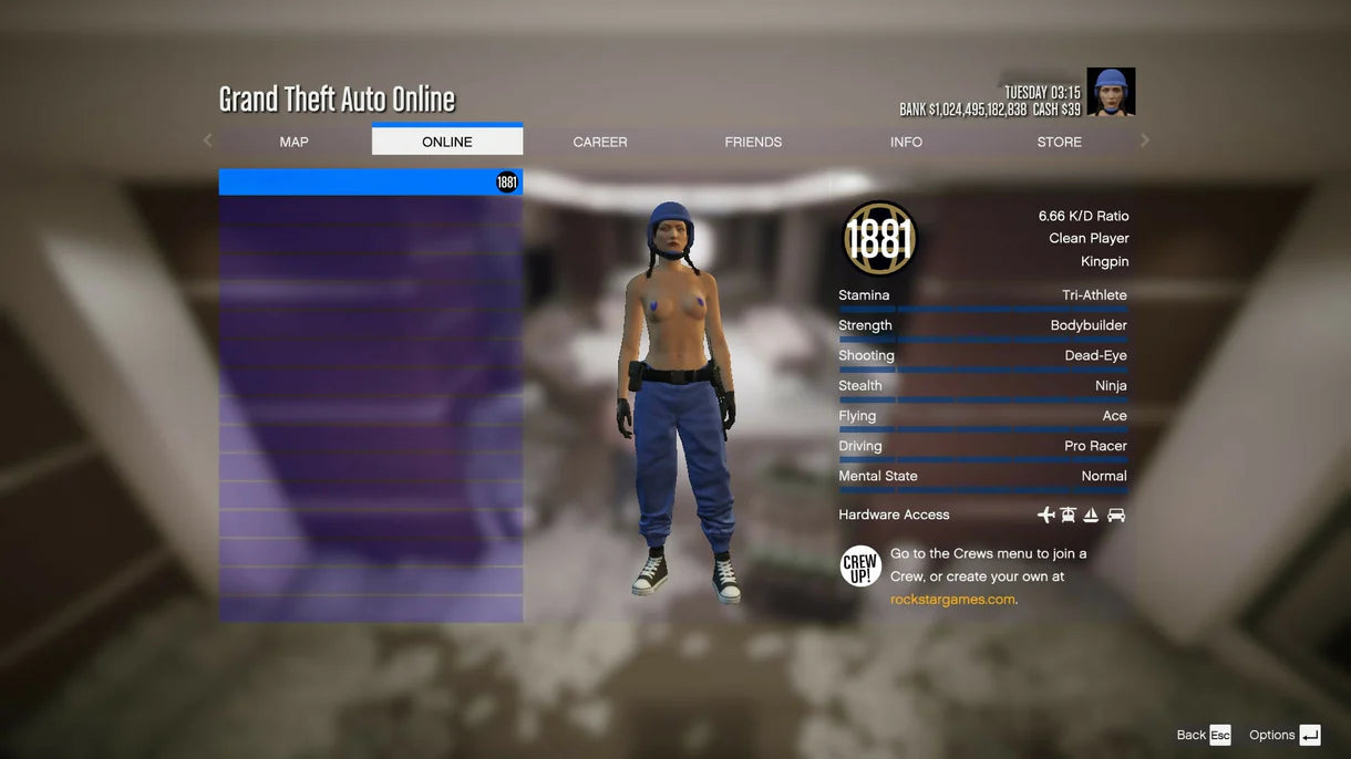 Naked [Enhanced steam] 1 TRILLION x20Modded Outfits + 60x Modded Cars+ 1881 LVL+ All Unlock + FAST RUN + FrozenKDA + Female + AlienGuns