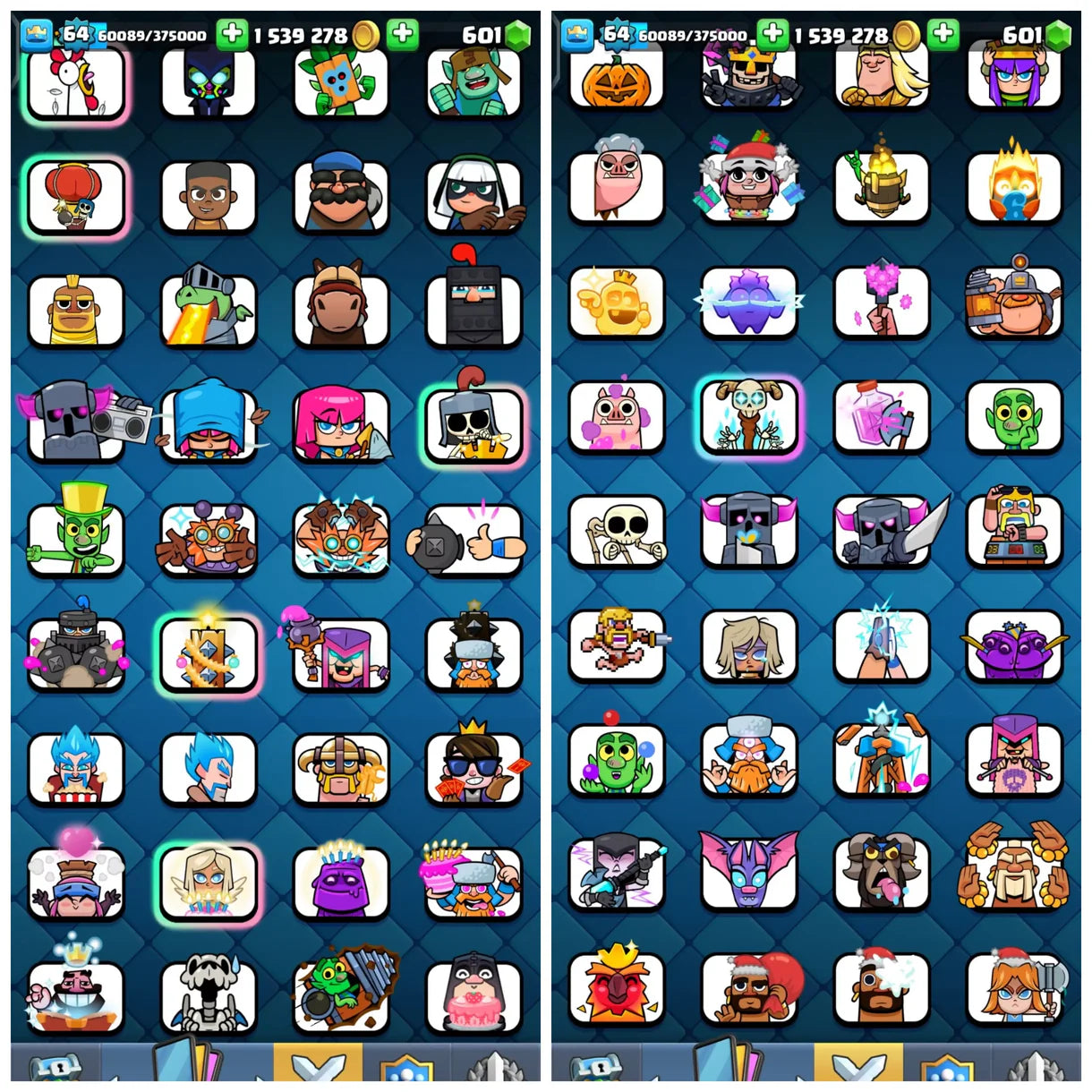 GOBLIN KISSING TROPHIE , 1ST RP EMOTES ?RAREST ACC ?‍↕️ 220+ SUPER GOOD EMOTES ? LVL 64 , KT11 ? 19 EVO'S, 42 ELITE, 106 MAXED CARDS ? SUPER WORTHYYY ACC ?‍↕️ ON YOUR MAIL.