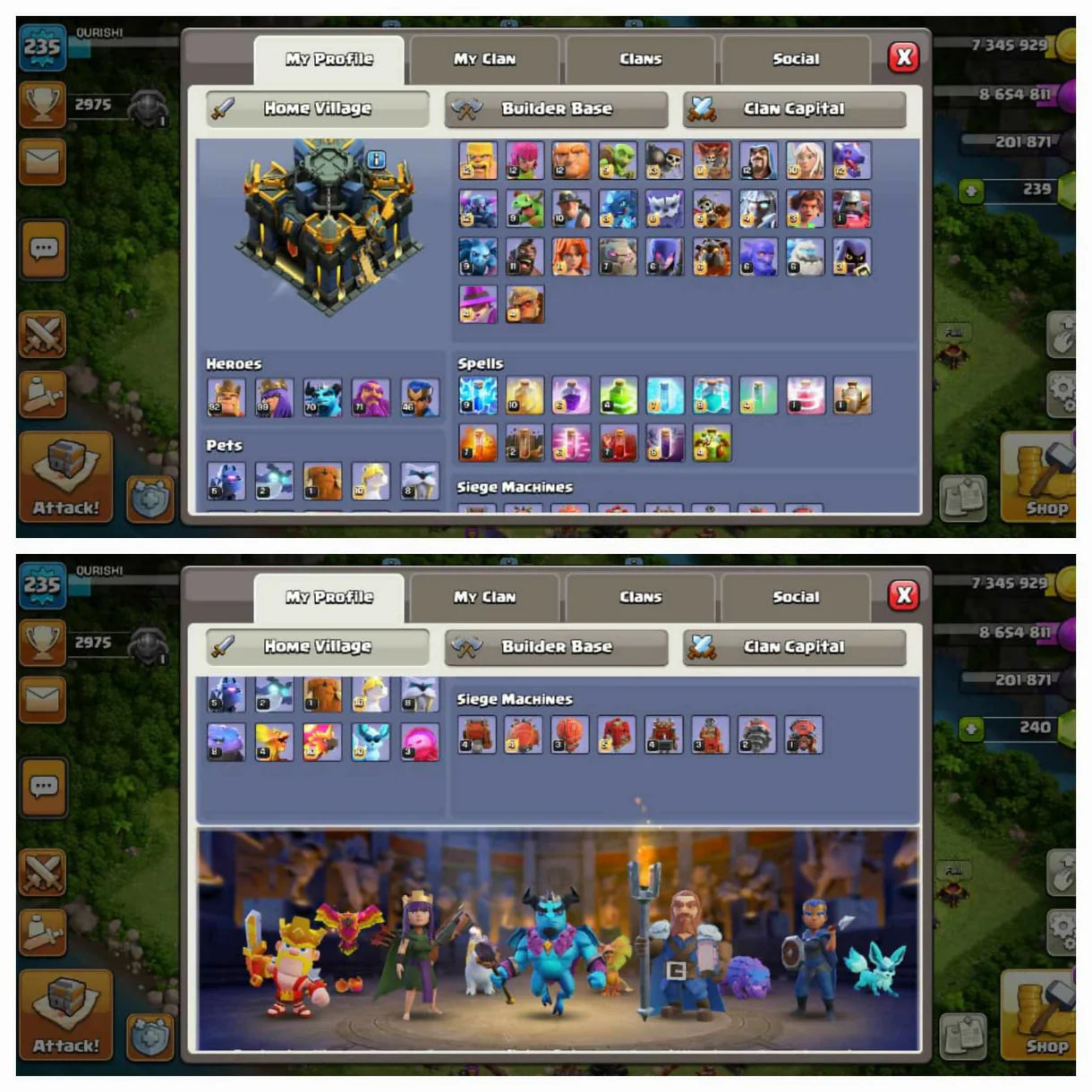 5 Epic Max [GG,SB,FA,RS,EB] // TH 17 Max // Heros:-93-100-71-71-47 // 9/9 Epic // Max Troops // 235 Xp // Safe guarantee