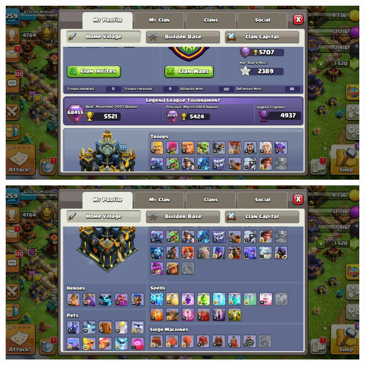 RARE 259 Xp // TH 17 Max [ Decorations ] // Heros:-95-100-71-71-46 // Rename // Bh10 Max //11 Rare Skins // ATB-5.7K // Pixel scenery // world best Cheap // Safe guarantee // instant delivery
