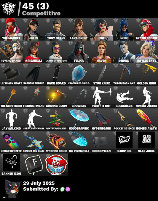 OG FORTNITE ACCOUNT✅STACKED✅255 skins✅Lara Croft✅Haven✅Jules✅Psycho Bandit