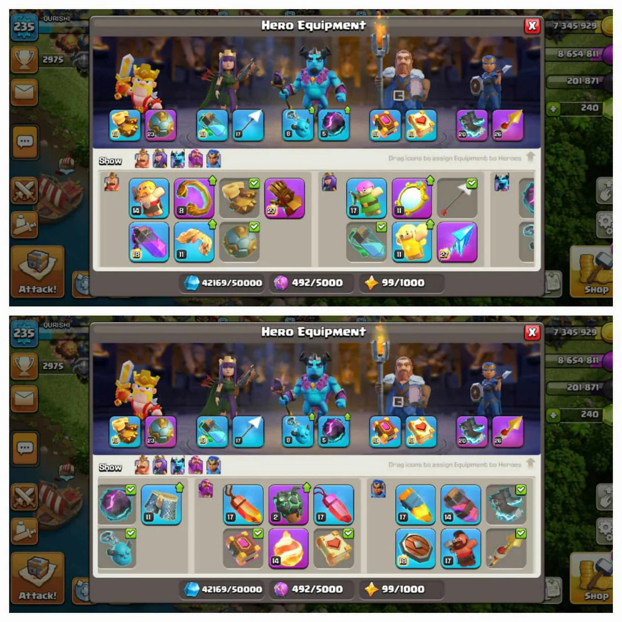 5 Epic Max [GG,SB,FA,RS,EB] // TH 17 Max // Heros:-93-100-71-71-47 // 9/9 Epic // Max Troops // 235 Xp // Safe guarantee