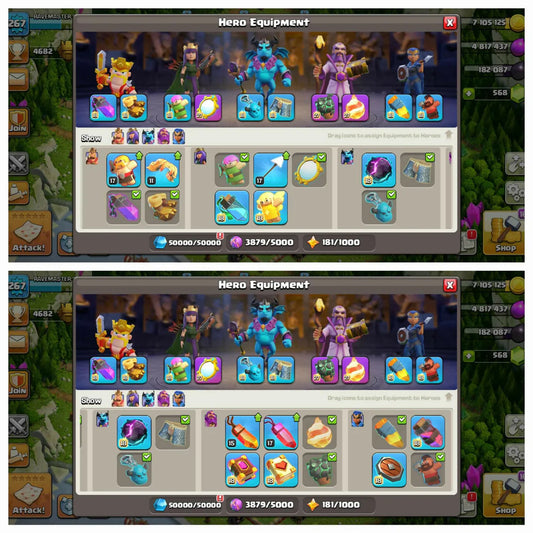 TH 17 200% Max [ 5 Star Th ] // Max Heros:- 100-100-76-75-50 // 3 Epic Max [MM,FB,LP] // Rare 5k War Stars // 11k Legend Trophy // 267 Xp
