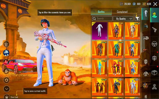 400 véhicules mythiques uniques, entièrement chargés, Gunlab lourd, rare, Golden Pharaoh 6⭐, niveau de collection élevé, emotes entièrement OP