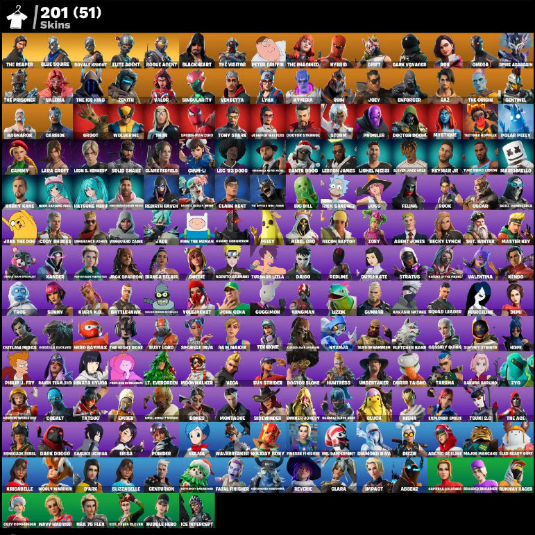 [PC/PSN/XBOX] 201 SKINS + THE REAPER + ROYALE KNIGHT + BLUE SQUIRE + ELITE AGENT + ROGUE AGENT + LEVIATHAN AXE + MAKO