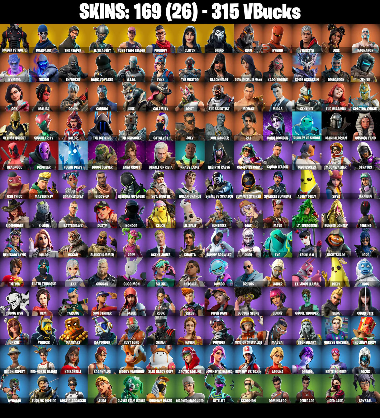PC/PSN/XBOX |169 skins | OG STW | Omega (stage 5) | The Reaper | Elite Agent | Prodigy | Clutch | Grind | Rust Bucket | Tabulator | Axehammer | #B603