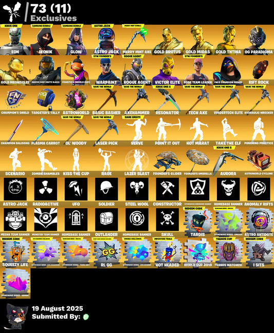 OG FORTNITE ACCOUNT✅STACKED✅503 skins✅OG STW✅IKONIK✅Merry Mint Axe✅Eon✅Glow✅Zombie Shambles✅Gold Midas✅Gold TNTina✅OG Paradigma✅Gold Meowscles✅2555 VB