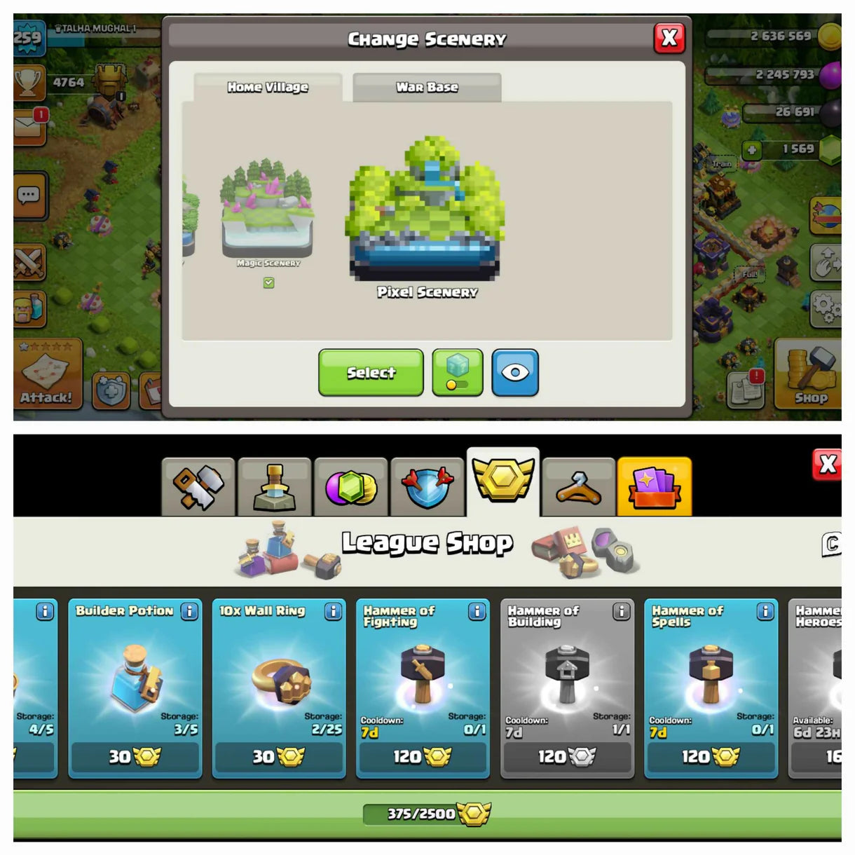 RARE 259 Xp // TH 17 Max [ Decorations ] // Heros:-95-100-71-71-46 // Rename // Bh10 Max //11 Rare Skins // ATB-5.7K // Pixel scenery // world best Cheap // Safe guarantee // instant delivery