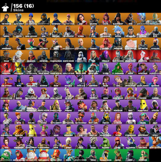 [PC/PSN/XBOX] 156 SKINS + THE REAPER + OG STW + ELITE AGENT + MASTER CHIEF + OMEGA + TAKE THE L + DRIFT + CALAMITY + CARBIDE + ORANGE JUSTICE