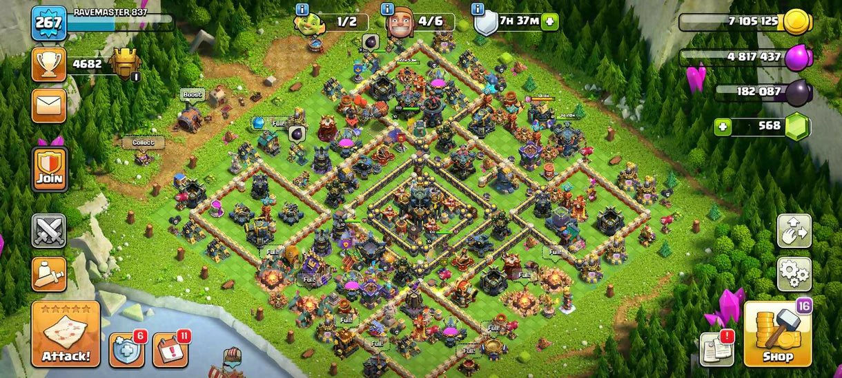 TH 17 200% Max [ 5 Star Th ] // Max Heros:- 100-100-76-75-50 // 3 Epic Max [MM,FB,LP] // Rare 5k War Stars // 11k Legend Trophy // 267 Xp