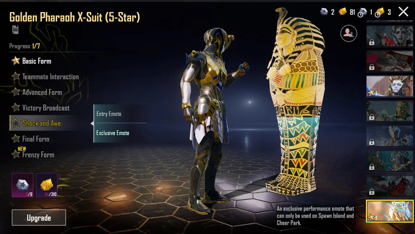 👑 MALUS MAJESTY ULTIMATE ⚔️ BOTH PHARAOH X-SUITS ✨ 2 EXTRA X-SUITS 🔥 24x GUNLAB 💥 7x KILL MSG 🚗 OP CAR SKINS 🎯 LVL 72 OLD 📦 LOADED