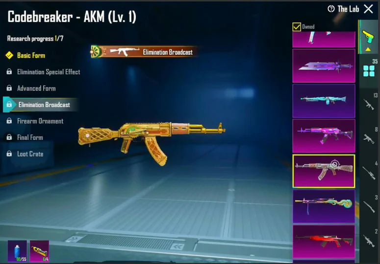 2 combinaisons X niv. 2 G Pharaon 2⭐ Anukhraaa 2⭐ 36 Gunlabs M416 Glacier Max AKM Glacier niv. 6 132 Mythics Ananas Set Inferno Helm Anniv. Mirado 4 armes max 7 Kill Msg S4 Face Pony Beard Strong Lab Mythic Fash 132/300
