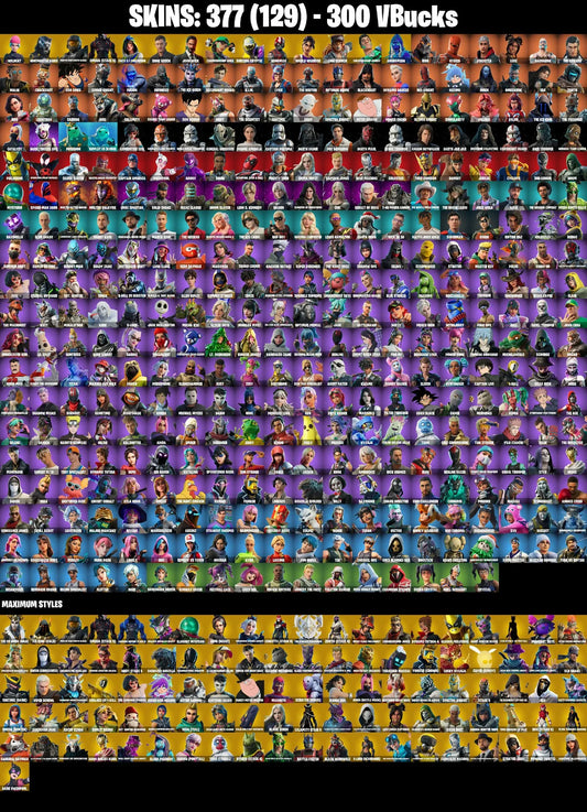 (PC/PSN/XBOX) 300 VB) 377 SKINS / WILDCAT / HUNTMASTER SABER / MASTER CHIEF (MATTE BLACK) / OMEGA (STAGE 5) / FNCS 3:1 CHAMPION / EDDIE BROCK /
