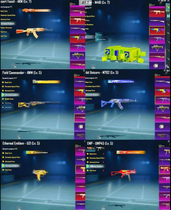 130 Mythiques ? | Pharoh Xsuit 4 ? | Tesla Diamant Drop Car ? | 33 x Gunlab rares | M416 Lézard et AKM Dessert Niv. 7⚡ | 11 x Autres messages d'élimination | Inventaire des ennemis ✨