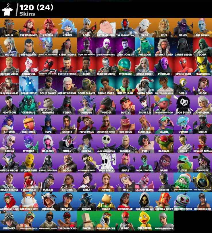 [PC/PSN/XBOX] 120 SKINS + RENEGADE RAIDER + AERIAL ASSAULT TROOPER + MALIK + THE IMAGINED + VALERIA