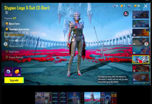 110 Mythiques 2x Voitures de sport Stygian Xsuit 2 ? 30x Armes au total Nouveau M4 Roaring Lvl 5 Scarl Glacier Lvl 5 9x Autres armes Kill Msg Op Mythiques et inventaire