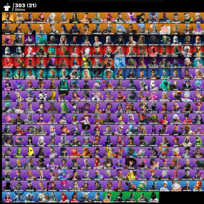 [PC/PSN/XBOX] 303 SKINS + JOHN WICK + SLIM SHADY + SNOOP DOGG + LARA CROFT + BLAZE + THE JOKER + DARK BOMBER + 3600 VB