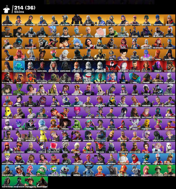 [PC/PSN/XBOX] 214 SKINS + BLACK KNIGHT + SPARKLE SPECIALIST + THE REAPER + OG STW + ROYALE KNIGHT + BLUE SQUIRE + OMEGA (STAGE 5) + FLOSS + 9775 VBUCKS