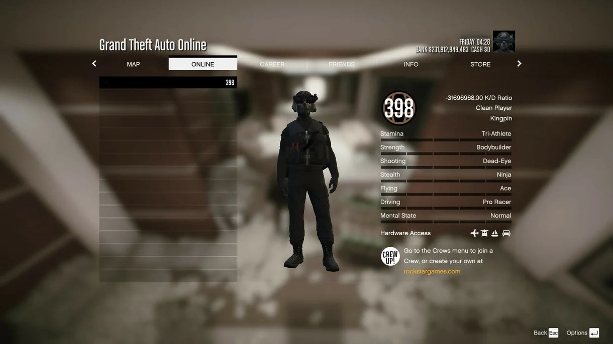 Rare [ Enhanced ] 231 BILLION x20Modded Outfits + 60x Modded Cars+ 398 LVL+ All Unlock + FAST RUN+ Modded FrozenKDA + Male + AlienGuns INSTANT
