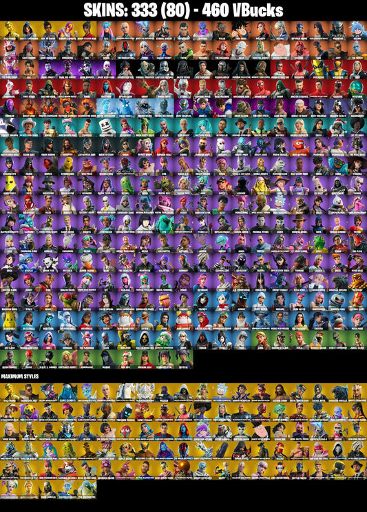 (PC/PSN/XBOX) 460 VB) 333 SKINS / GOLD MIDAS / FNCS 3:1 CHAMPION / NBA 75 SWISH / DUMMY SUPREME / HERON STANCE HERO / BASIC BASHER /