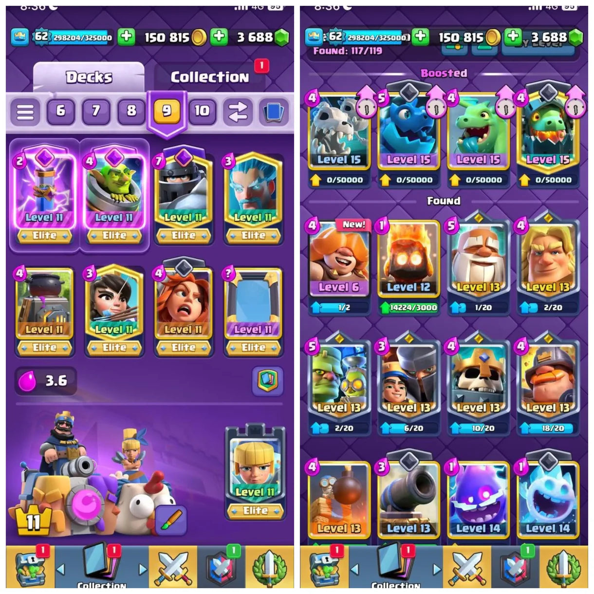ULTIMATE COMBO ? [KT-15] ? 8700 TROPHIES ? 107 MAXED & 31 ELITE ♨️ [GOBLIN KISSING EMOTE INCLUDED] ? STACKED WITH BANNERS AND RARE EMOTES ⚜️ INSTANT DELIVERY ?