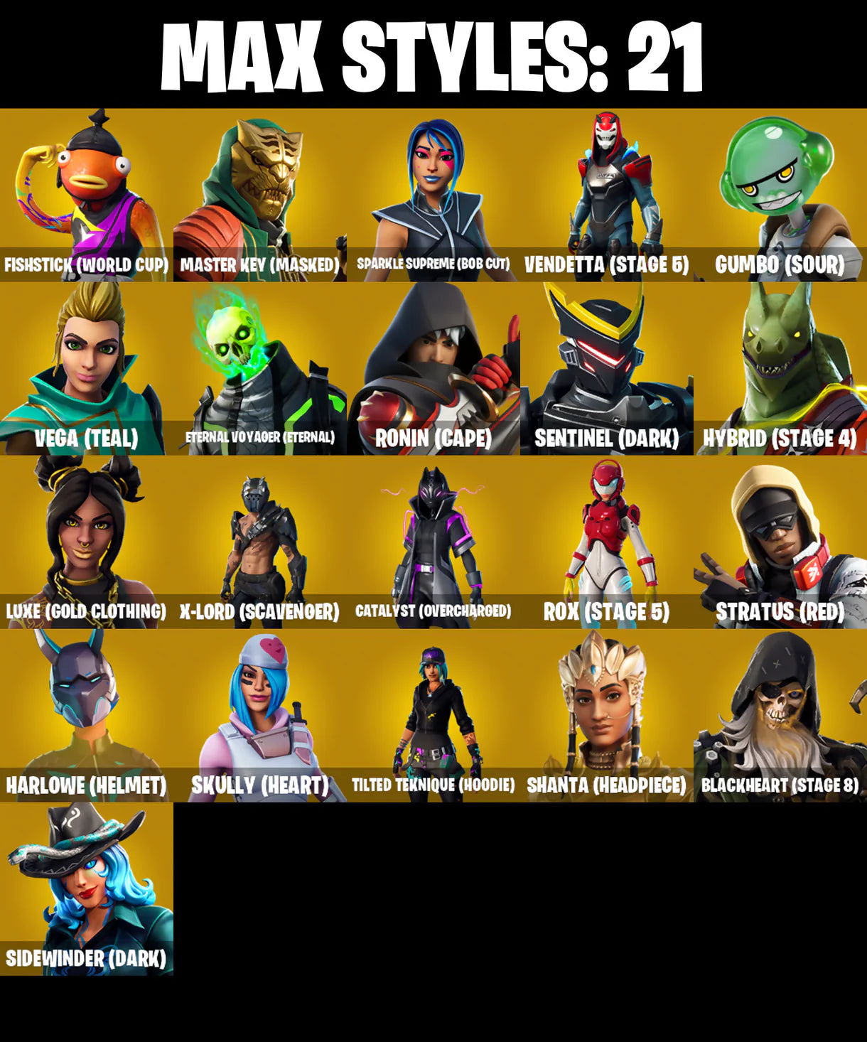 PC/PSN/XBOX | ١٢٧ جلود | Dark Vertex | Glow | Reflex | World Warrior | Fishstick (World Cup) | Merry Mint Axe | Dark Deflector | Response Unit | #B642