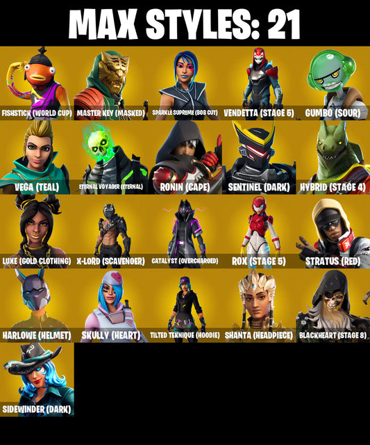 PC/PSN/XBOX |127 skins | Dark Vertex | Glow | Reflex | World Warrior | Fishstick (World Cup) | Merry Mint Axe | Dark Deflector | Response Unit | #B642