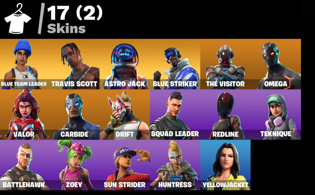 [PC/PSN/XBOX] 17 SKINS + TRAVIS SCOTT + ASTRO JACK + BLUE STRIKER + DRIFT + CARBIDE + OMEGA + ORANGE JUSTICE