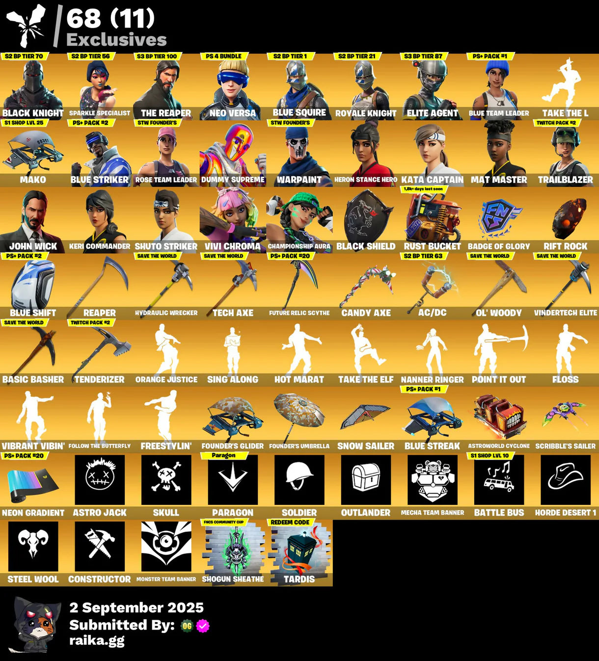 [PC/PSN/NITTENDO] 340 skins | OG STW | Renegade Raider | Black Knight | Sparkle Specialist | The Reaper | Neo Versa | Blue Squire | Royale Knight | Elite Agent | 200 VB