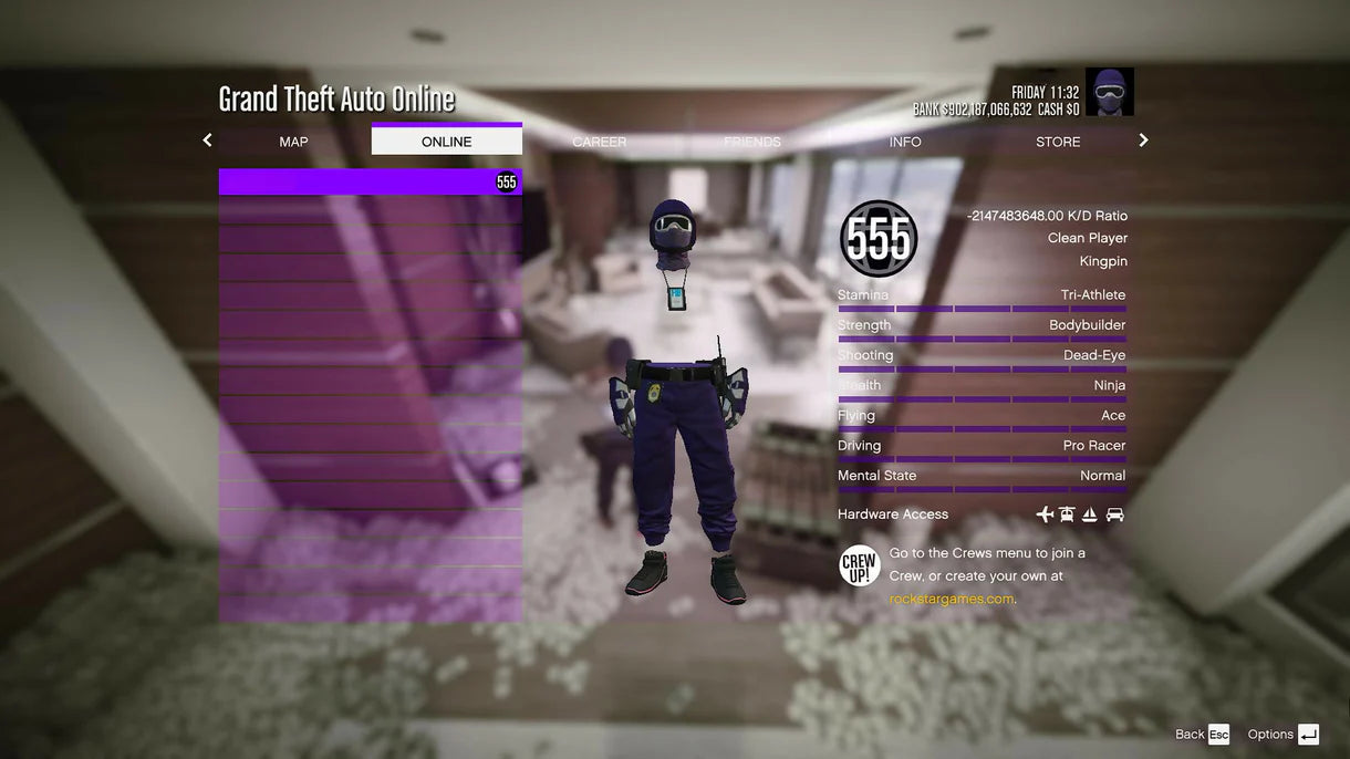 [ Enhanced ] 902 BILLION x20Modded Outfits + 60x Modded Cars+ 555 LVL+ All Unlock + FAST RUN+ Modded FrozenKDA + Male + AlienGuns INSTANT