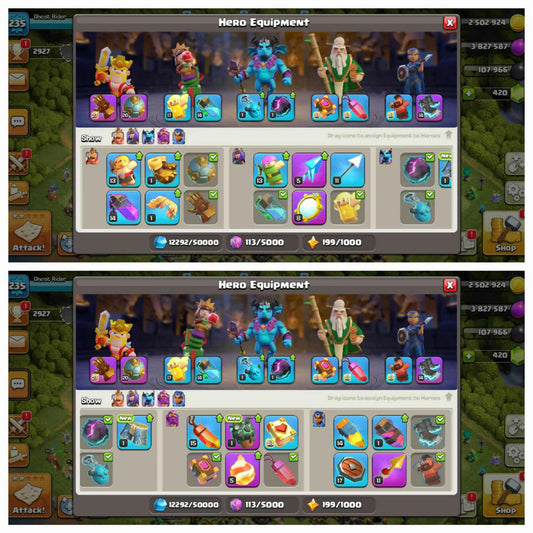 8 Rare Epic ★ Max Heros:- [100-100-76-75-50 ] ★ TH 17 Max Out ★ Safe Guarantee ★ Pixel Scenery ★ 235 Xp