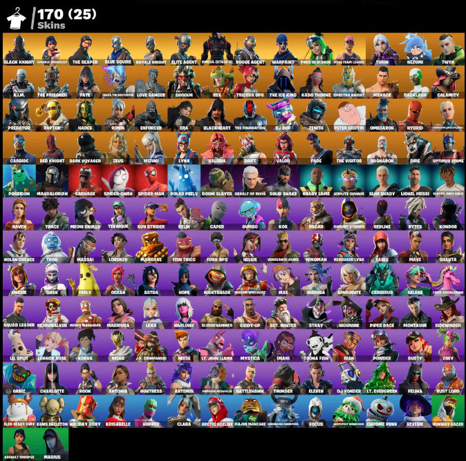 [PC/PSN/XBOX] 170 SKINS + BLACK KNIGHT + SPARKLE SPECIALIST + FLOSS + ROYALE KNIGHT + THE REAPER + OG STW + OMEGA (STAGE 5) + BLUE SQUIRE