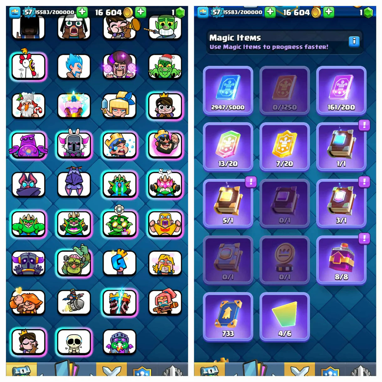 55 Max Cards ♦️ 15 Evos ♦️ 12 Elite ♦️ 8531 Trophy ♦️ 57 Level ♦️ Many Rare Emotes ♦️ KT-15 ♦️ Rare Emotes ♦️ 119 Card Received ♦️ Safe ♦️Instant Delivery349